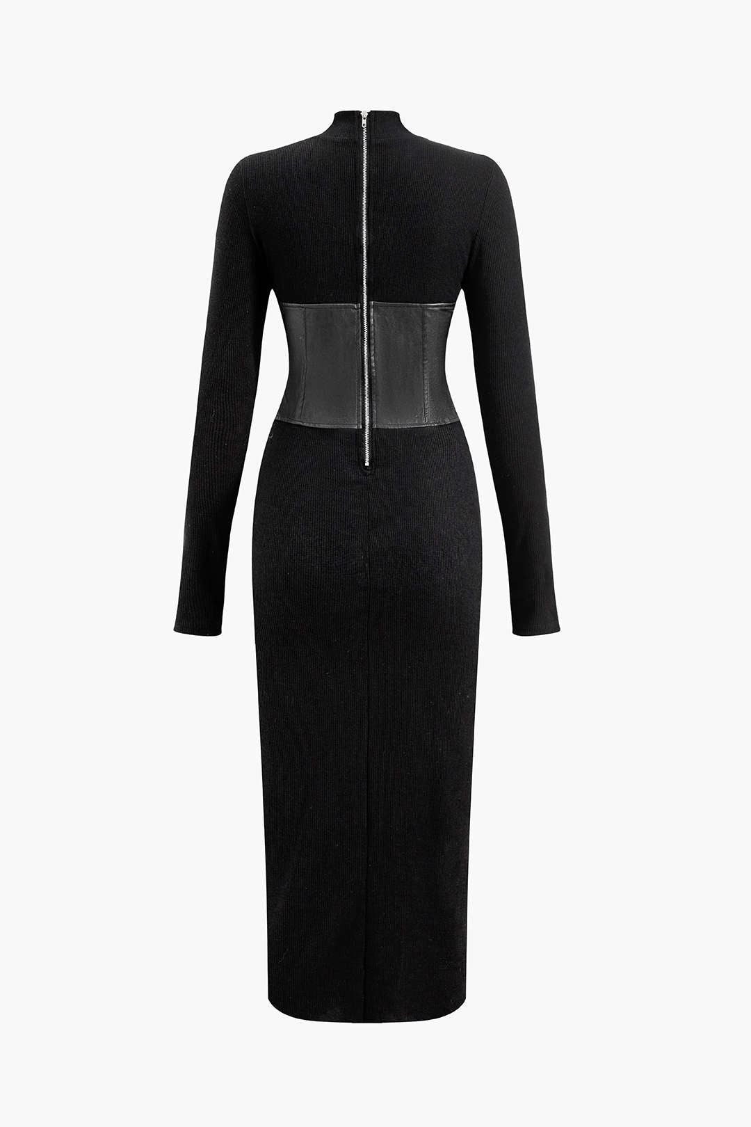 Robe midi patchwork en similicuir uni
