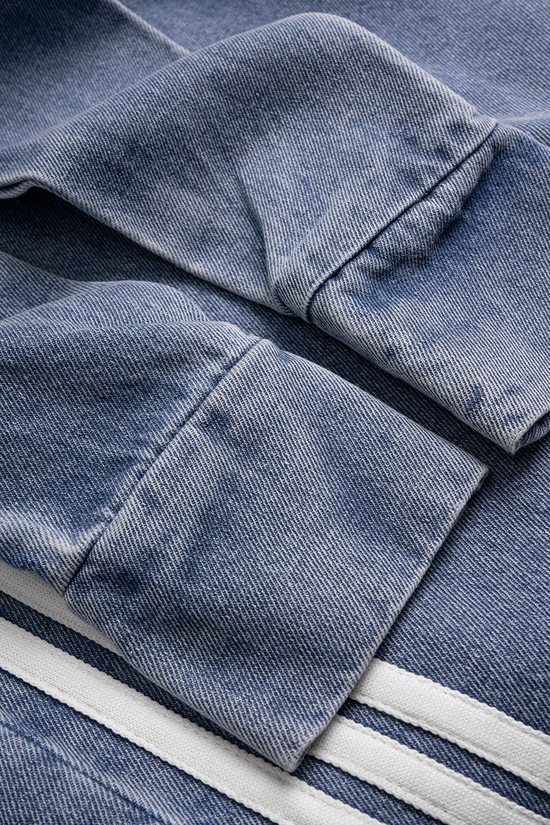 Denim Striped Tie Front Asymmetrical Jeans