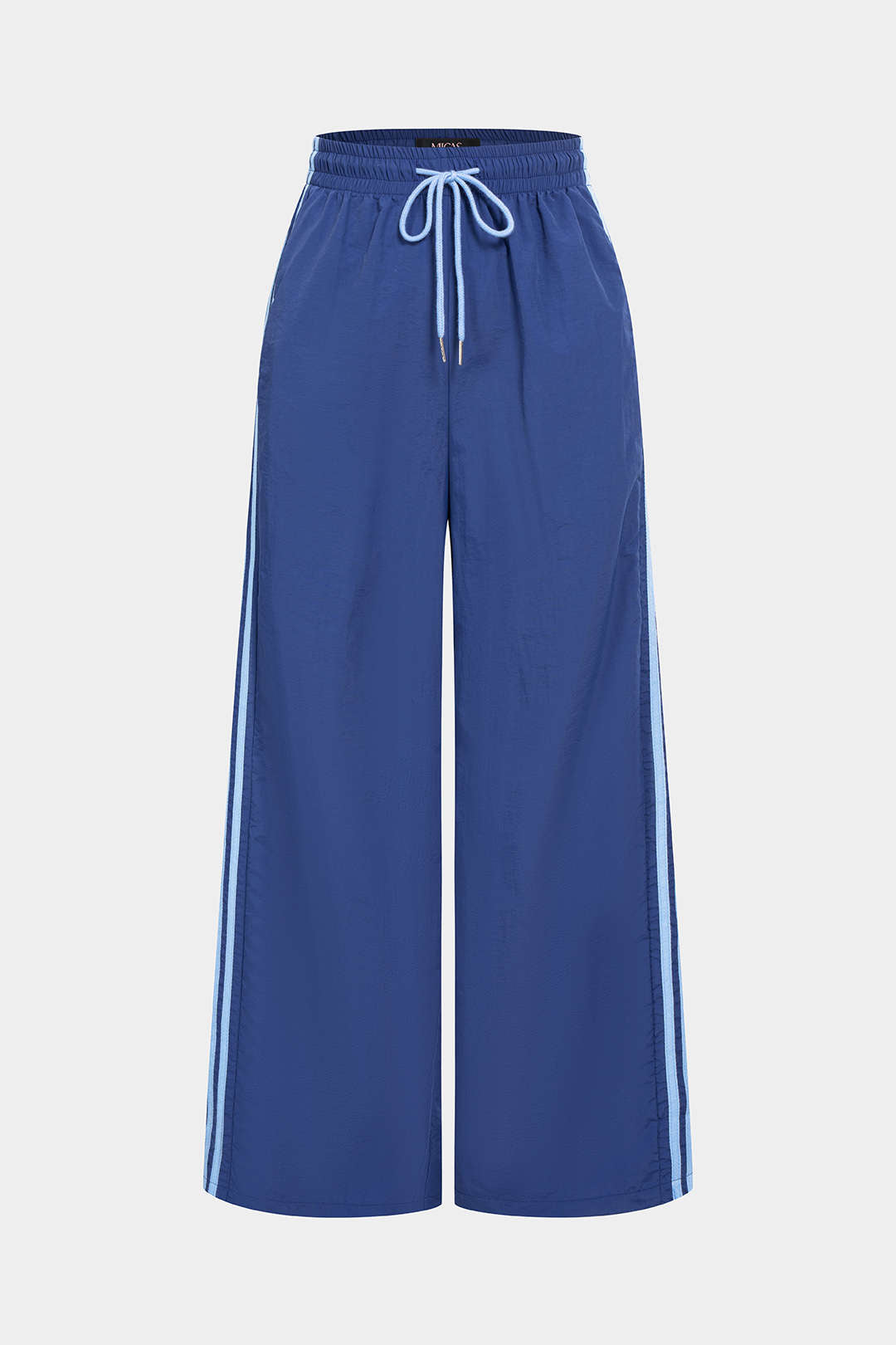 Contrast Drawstring High Waist Wide Leg Pants