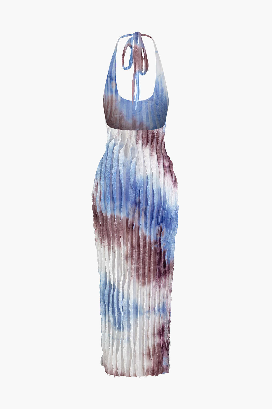 Robe longue dos nu à volants texturés transparents