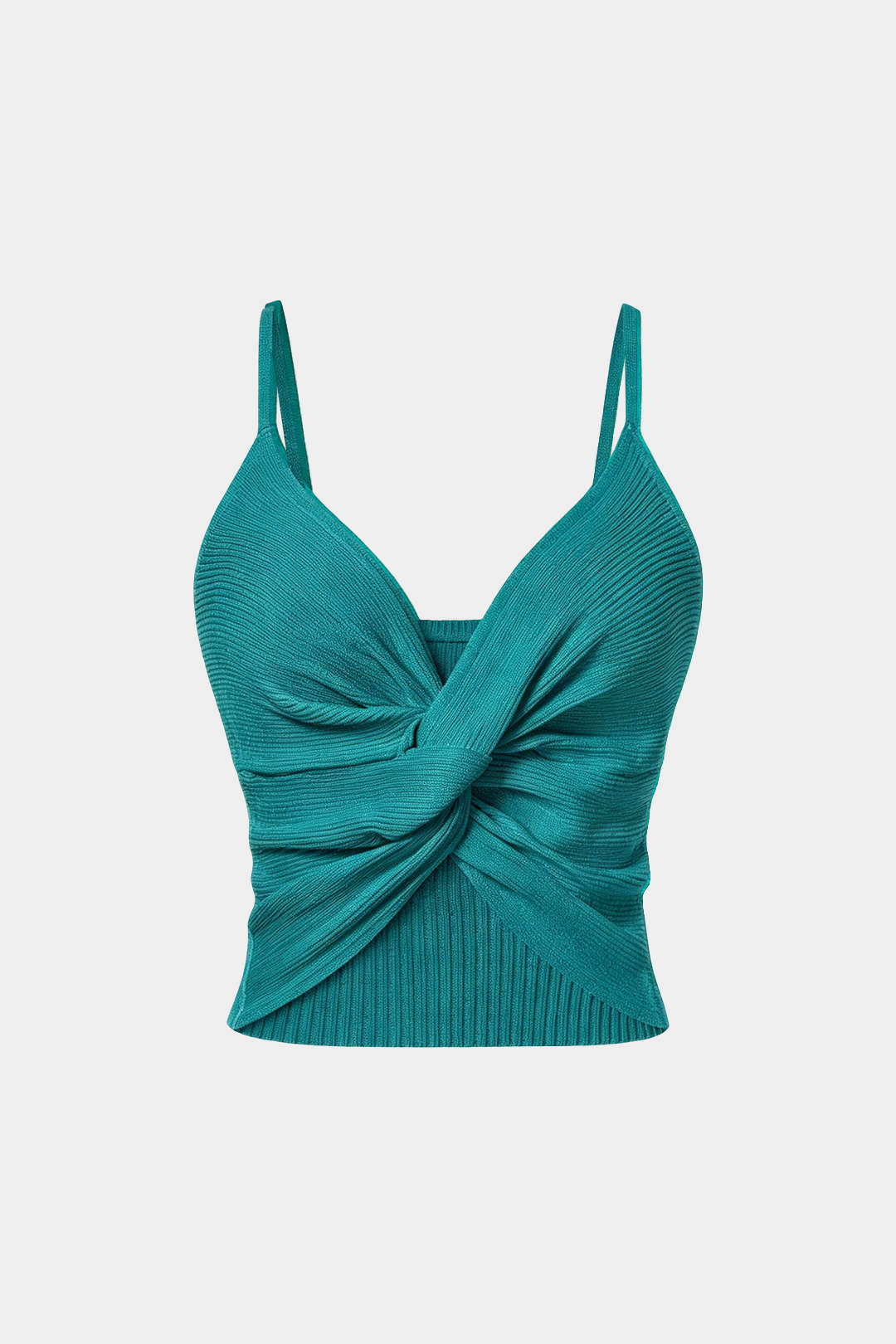 Strick-V-Ausschnitt Twist-Knoten Cami-Top