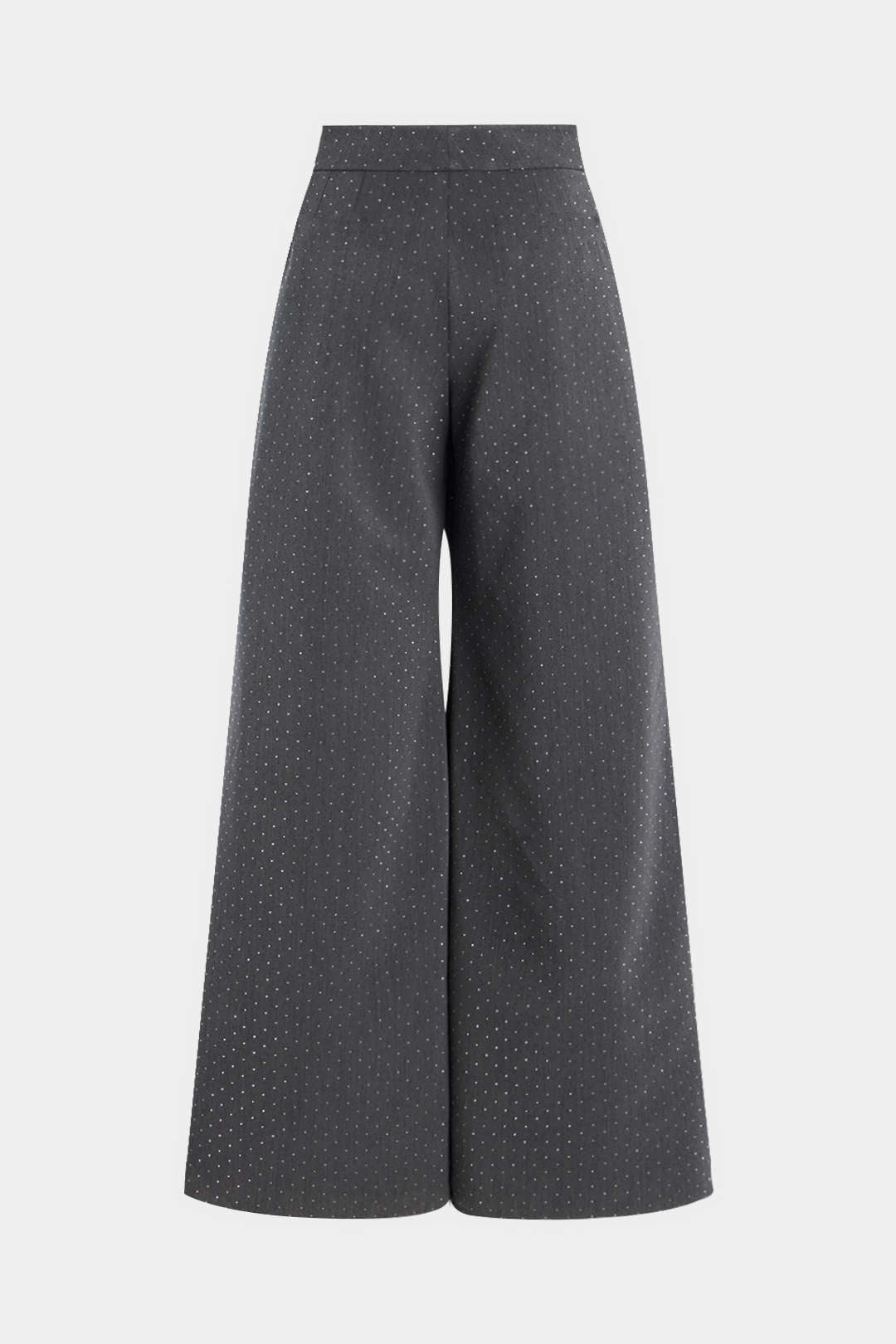 Diamond Print Rhinestone Pocket Wide Leg Trousers