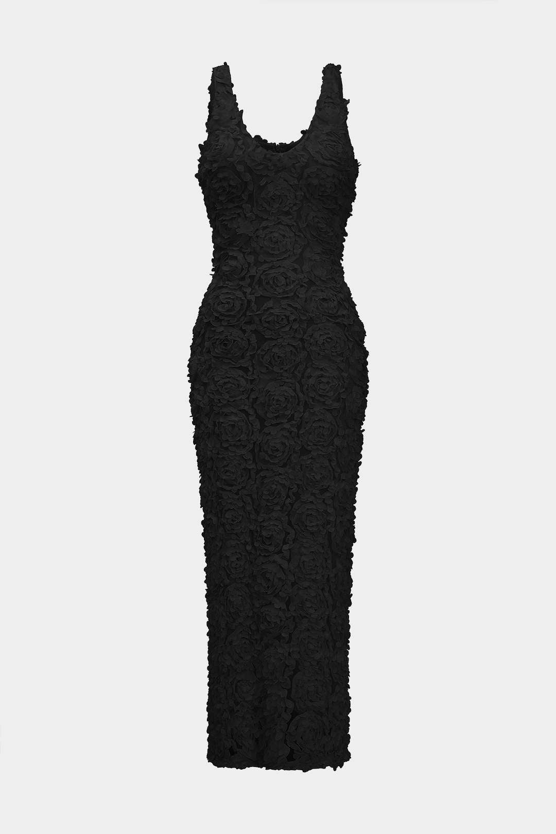 Robe longue fendue à décolleté en V et appliqués