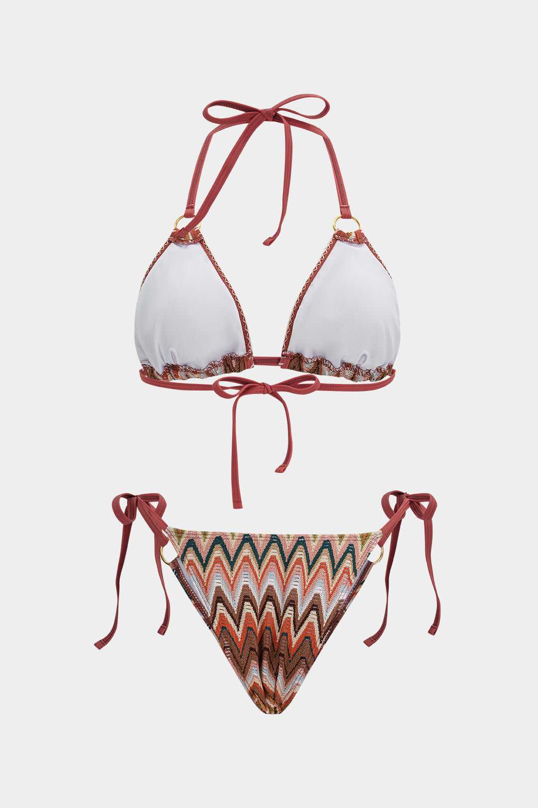 Bikini-Set mit geometrischem Muster zum Binden im Nacken