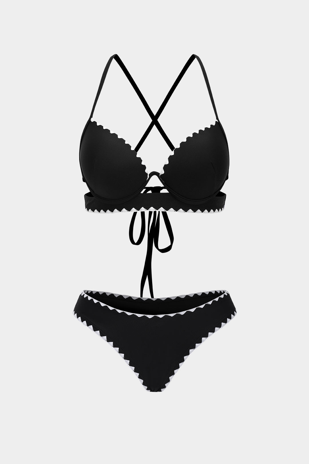 Contrast Crossed Tie Back Bikini Set
