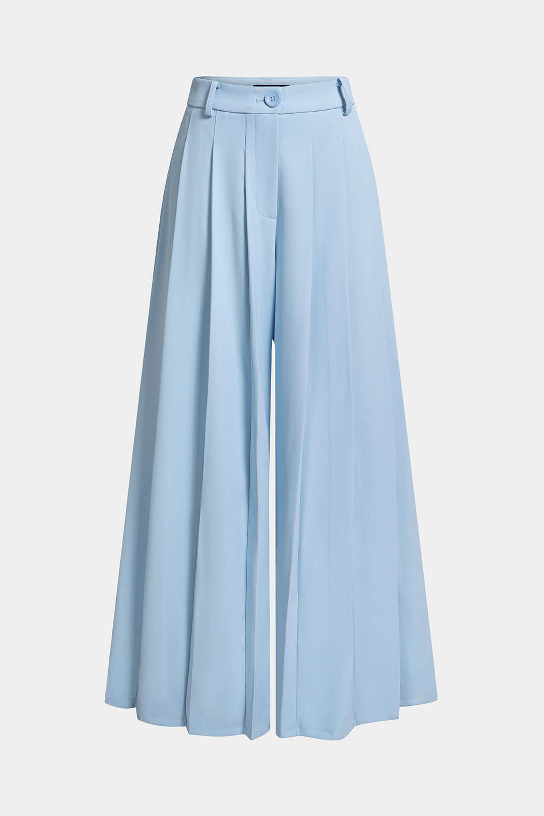Solid Pleated Wide Leg Pants