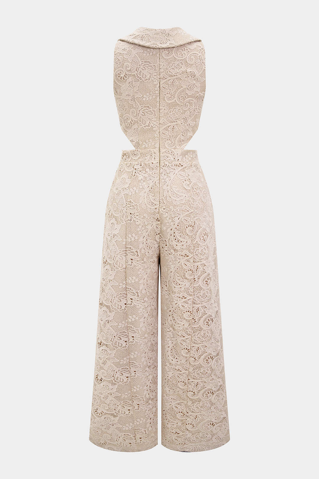 Spitzen-V-Ausschnitt-Jumpsuit mit Cut-Outs und ohne Ärmel