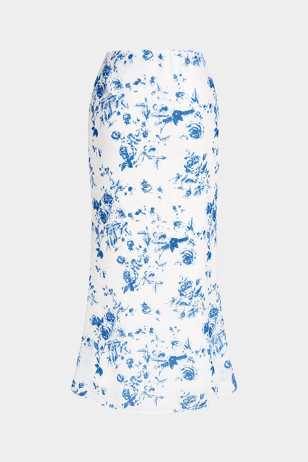 Jupe taille haute en résille imprimé floral