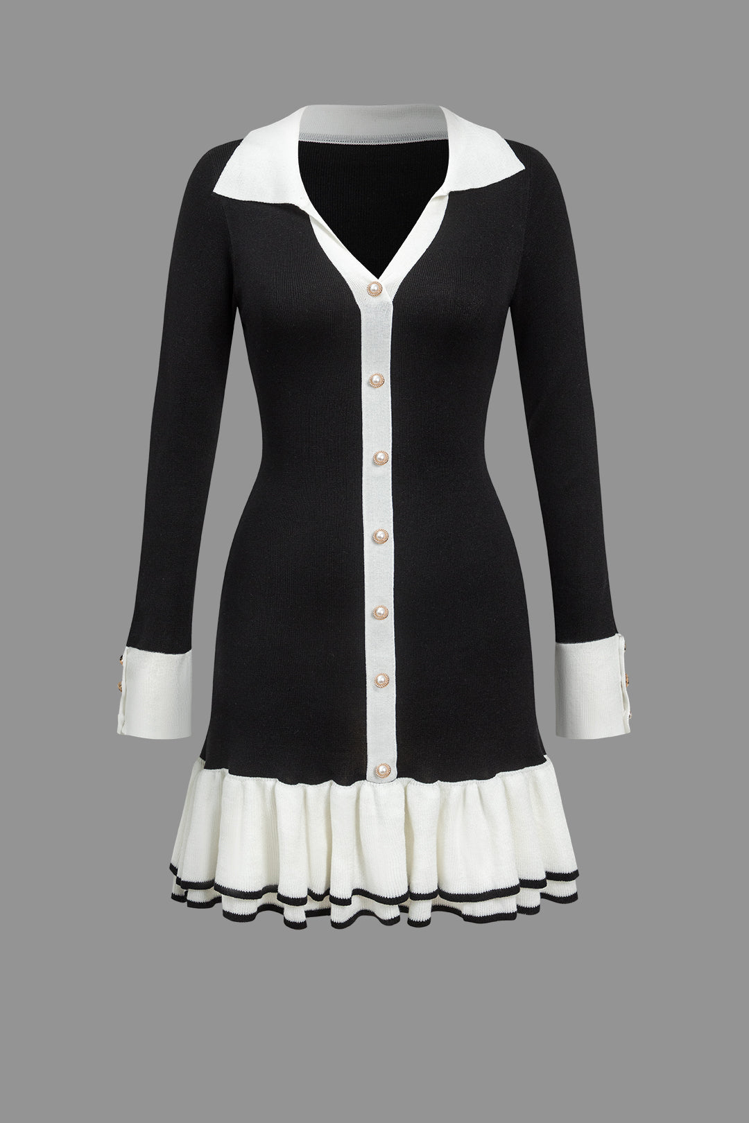 Mini-robe plissée à dos noué en maille contrastante