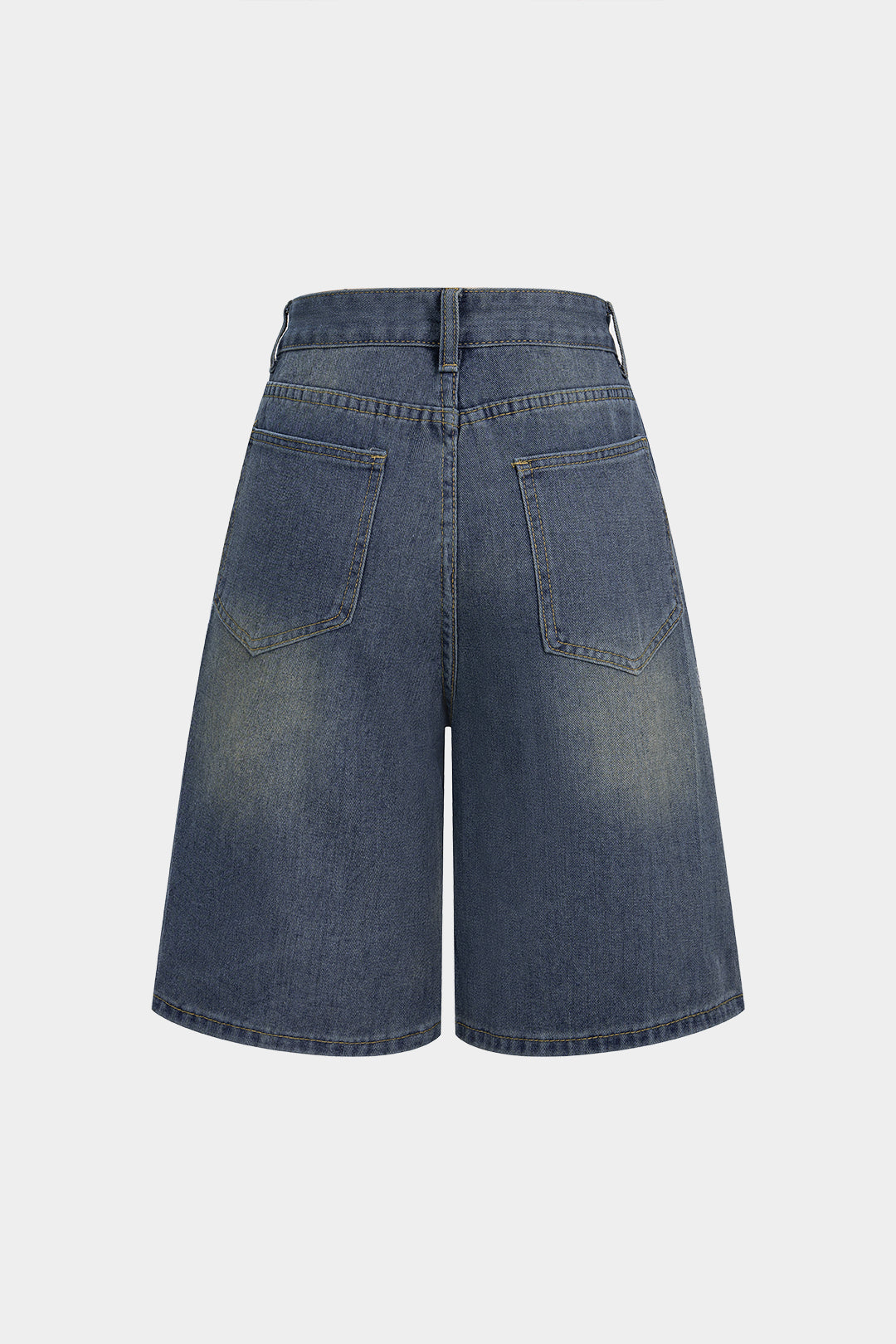 Jeans-Shorts mit weitem Bein und Strassdekor