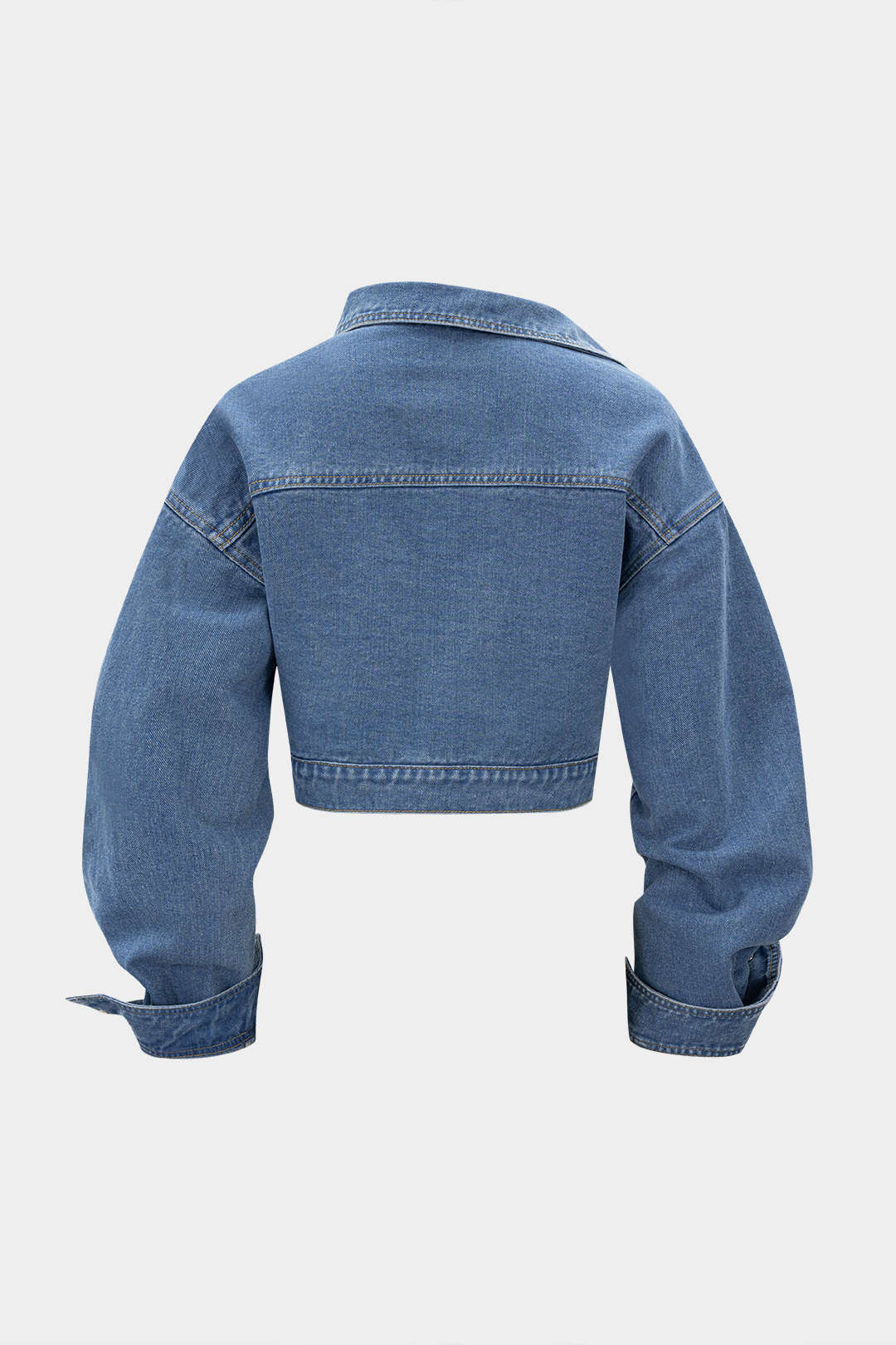 Jeans-Oberteil mit asymmetrischem Reißverschluss und langen Ärmeln