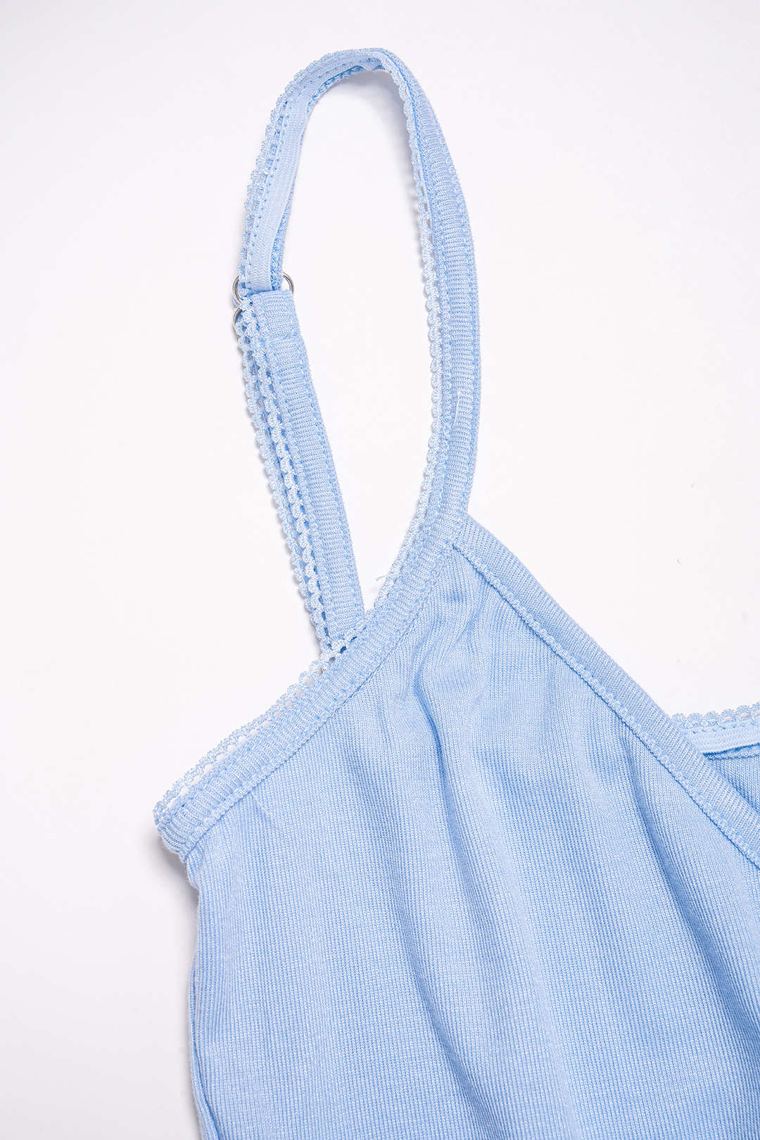 Einfarbiges V-Ausschnitt-Cami-Top und weite Hose Set