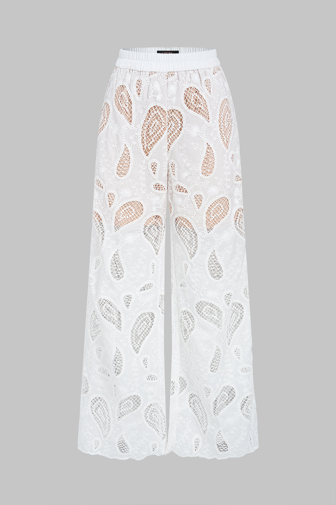 Bestickte Hose mit geradem Bein und Aussparungen