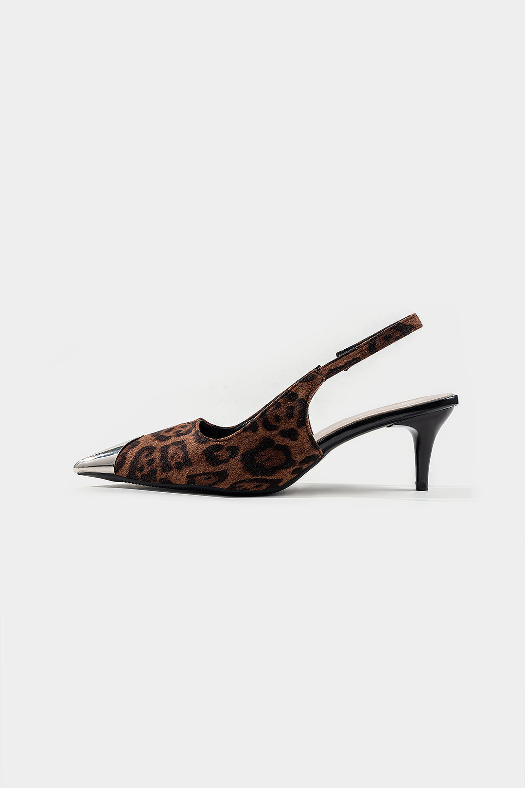 Leoparden-Metallic-Absatzschuhe mit spitzer Zehenpartie