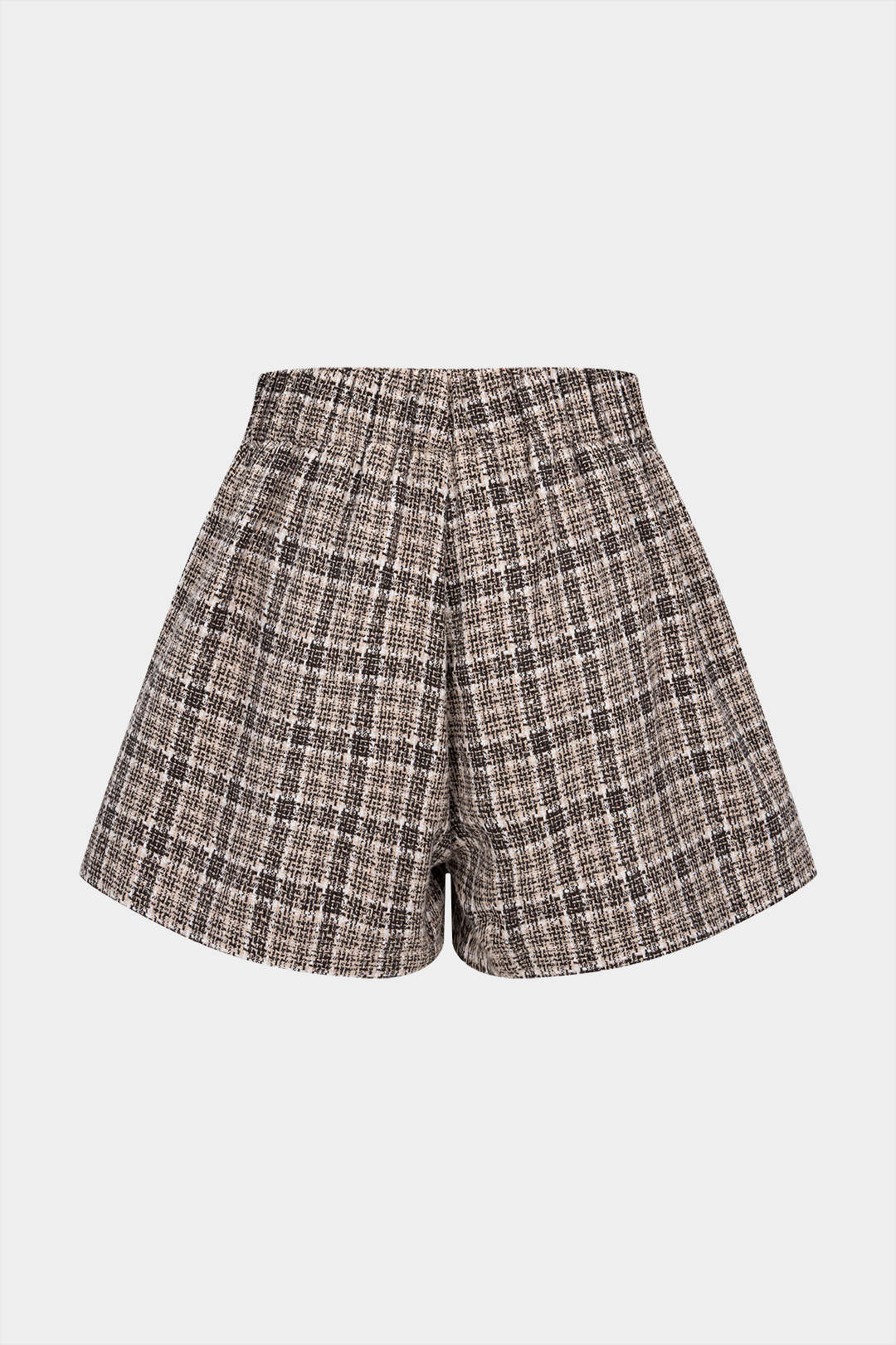 Karierte Shorts mit Knopf und hoher Taille
