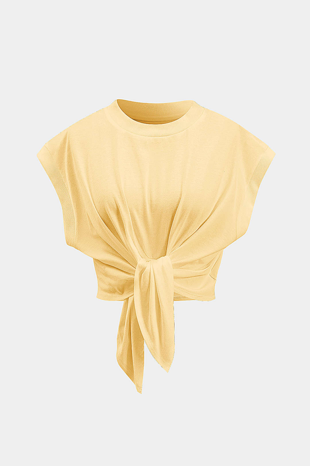 Solid Ruched Tie Front T-Shirt