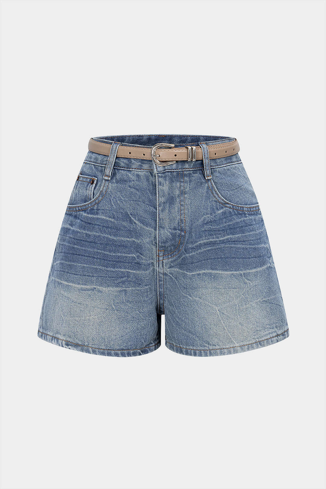 Denim Belted High Waist Shorts