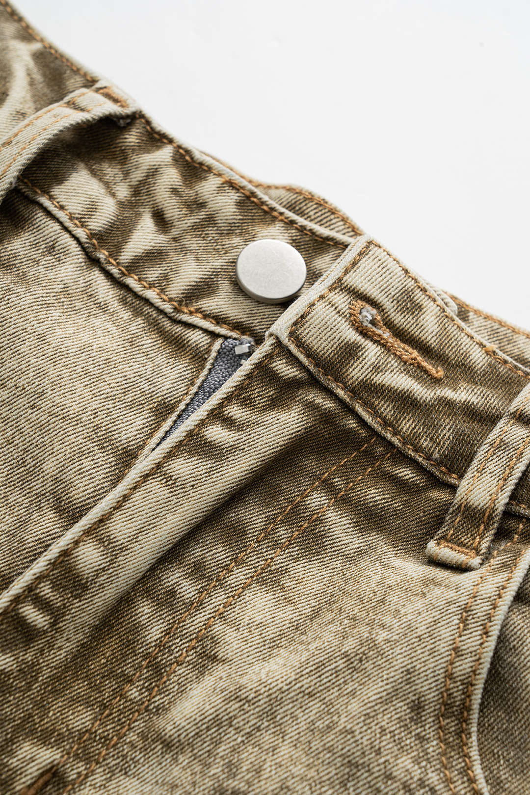 Ripped Cut Out Button Pocket Wide Leg Jeans