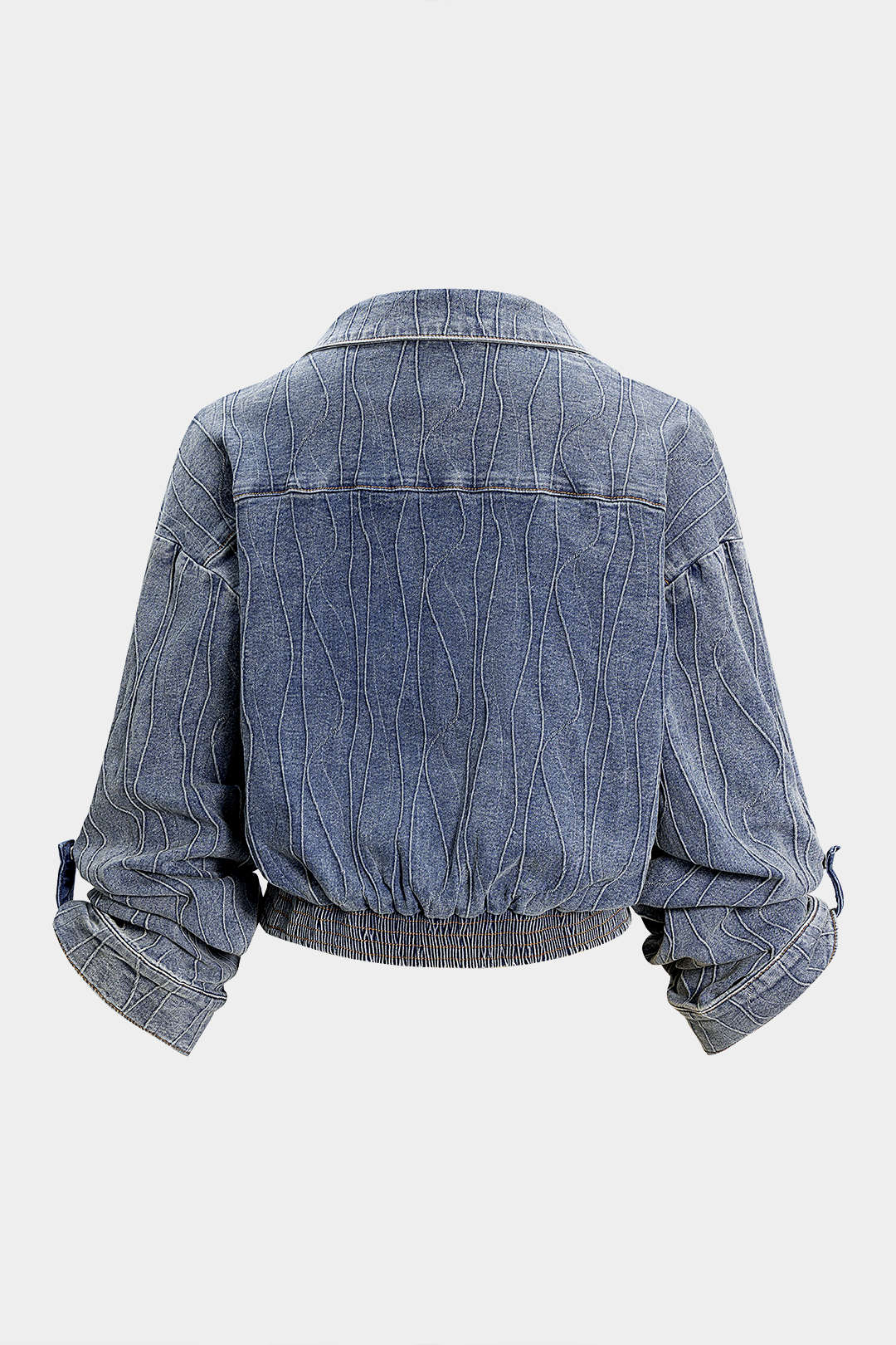 Jeansjacke mit gesmokter Raffung