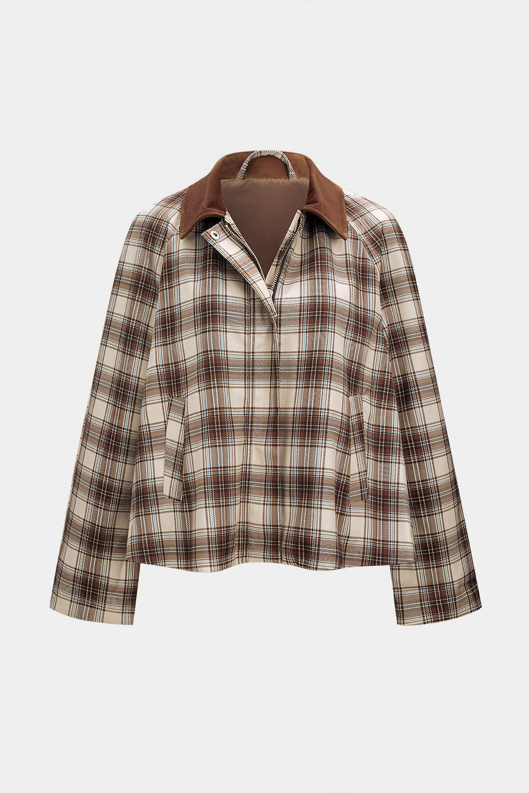 Veste à imprimé carreaux avec poches zippées