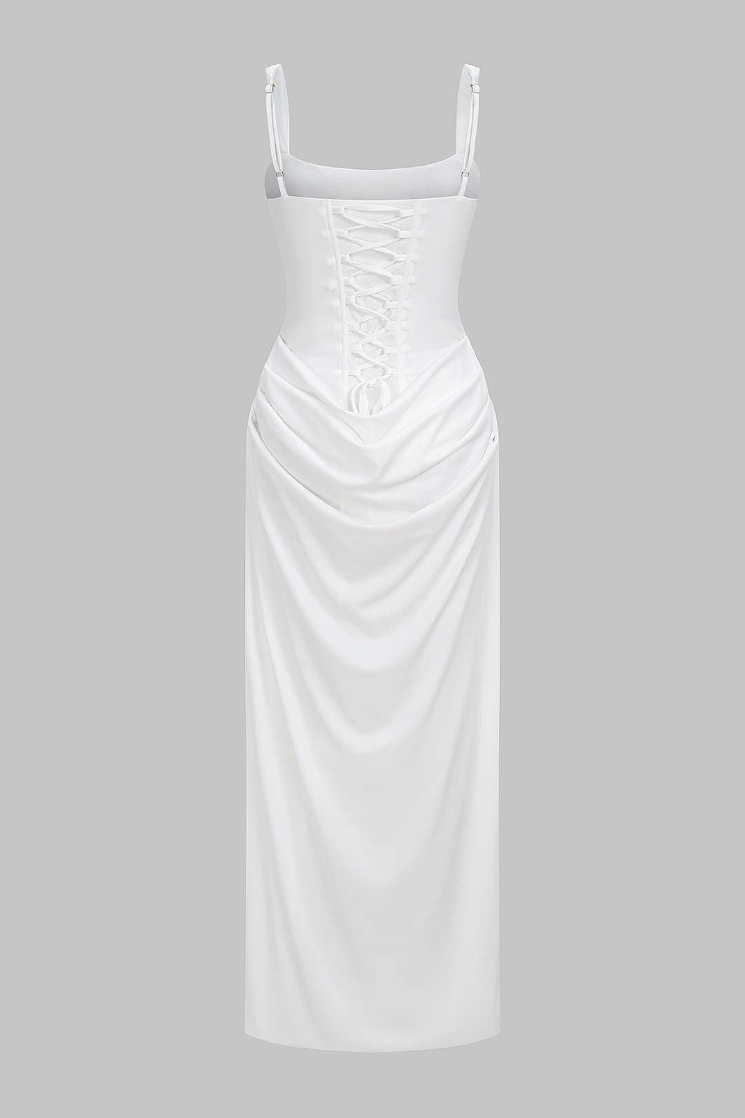 Maxikleid mit Raffungen und Bindedetail am Rücken ohne Ärmel