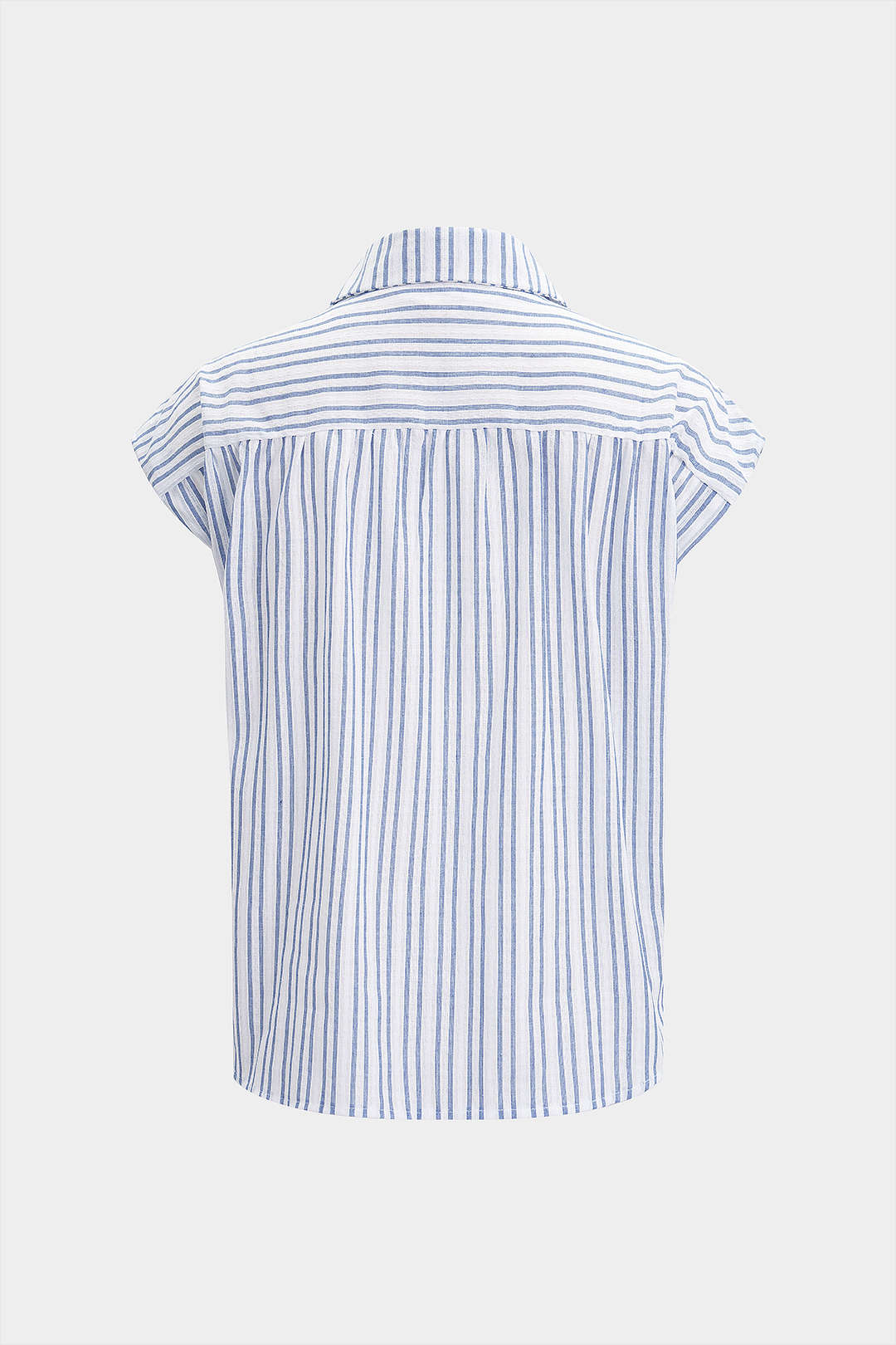 Stripes Print Flutter Short-Sleeve Shirt