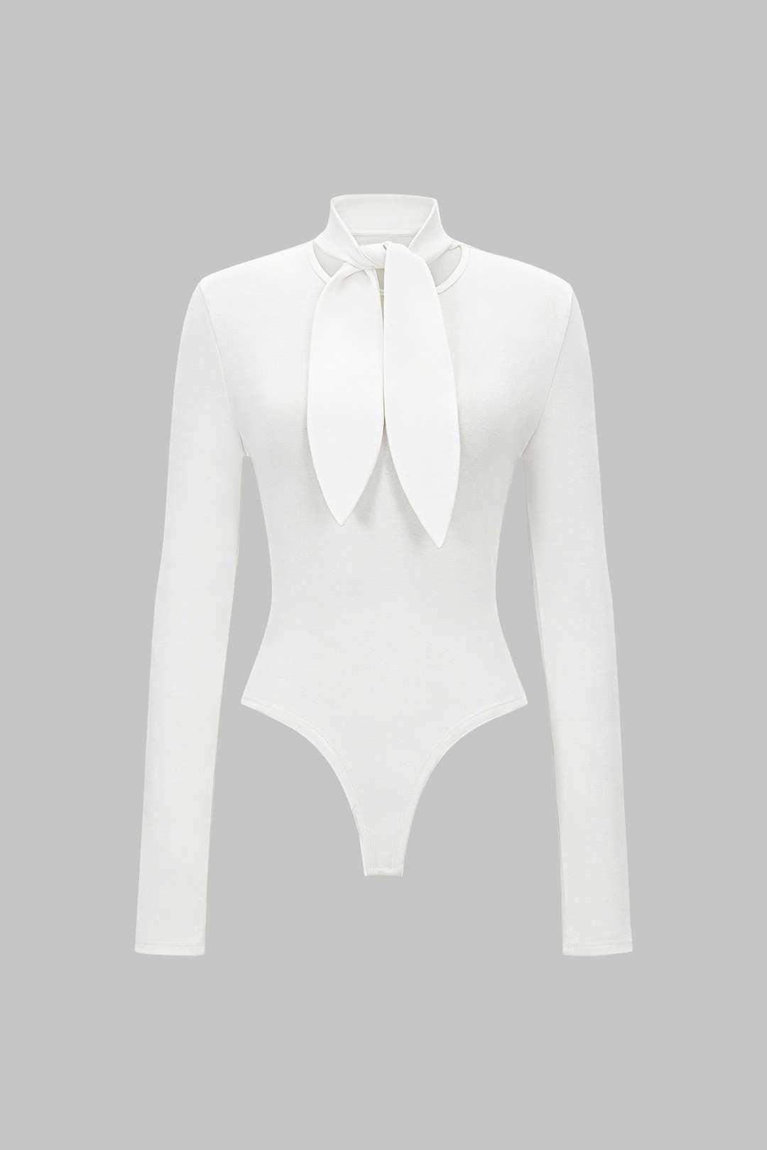 Round Neck Tie Front Long-Sleeve Bodysuit