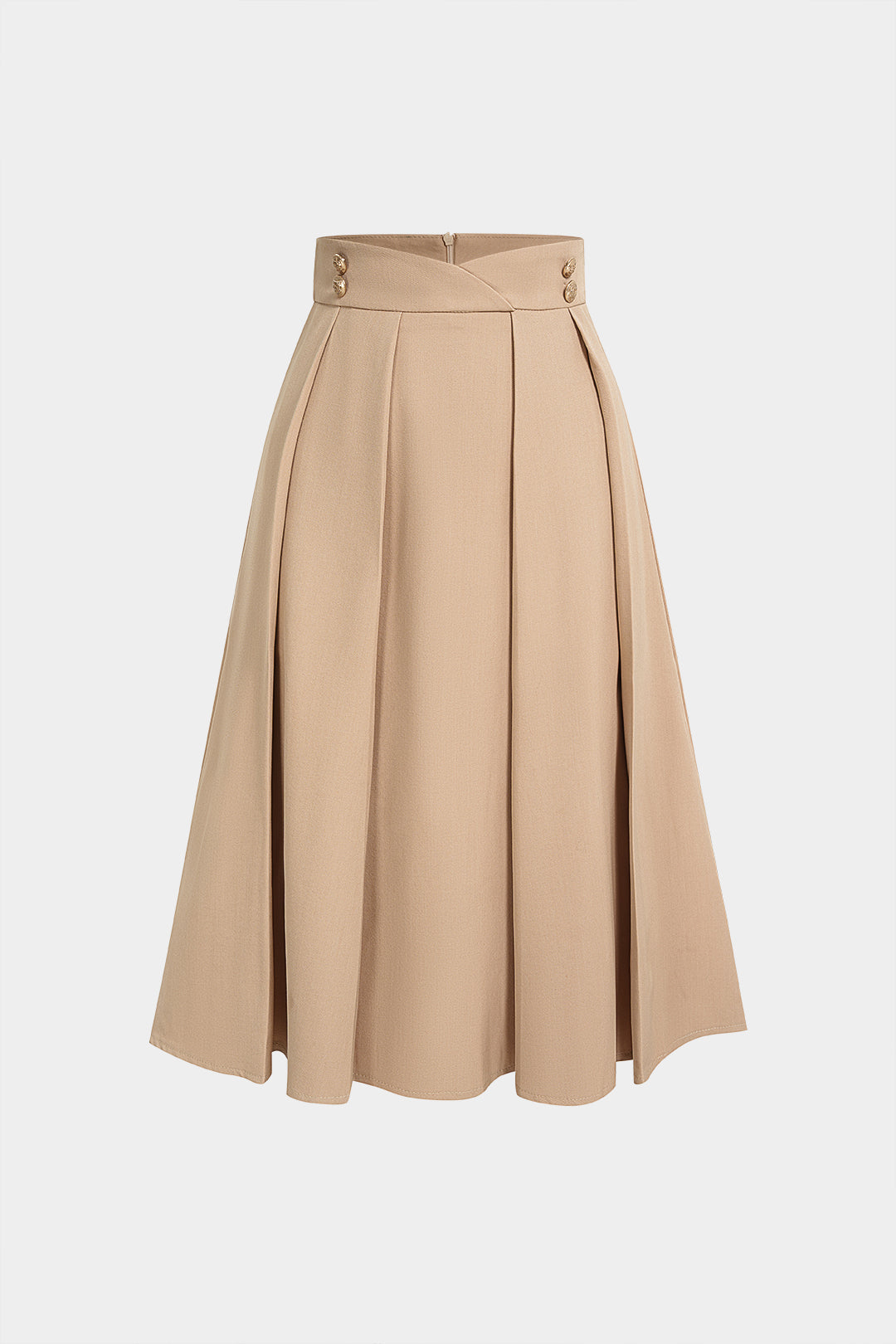 Pleated Zipper High Waist Skirt