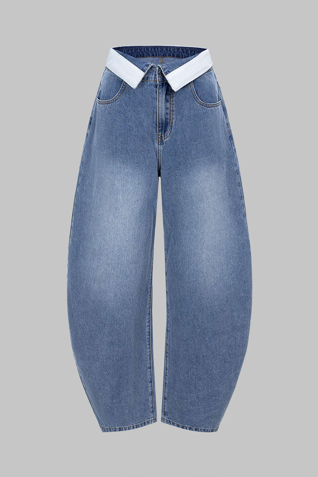 Jean baril à poches en denim