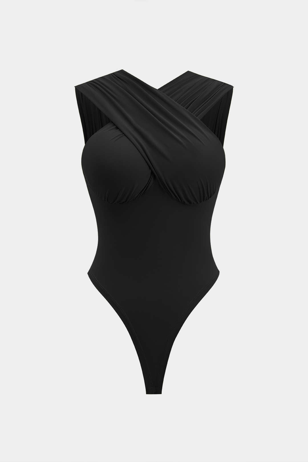 Ruched Crossed Backless Bustier Sleeveless Bodysuit