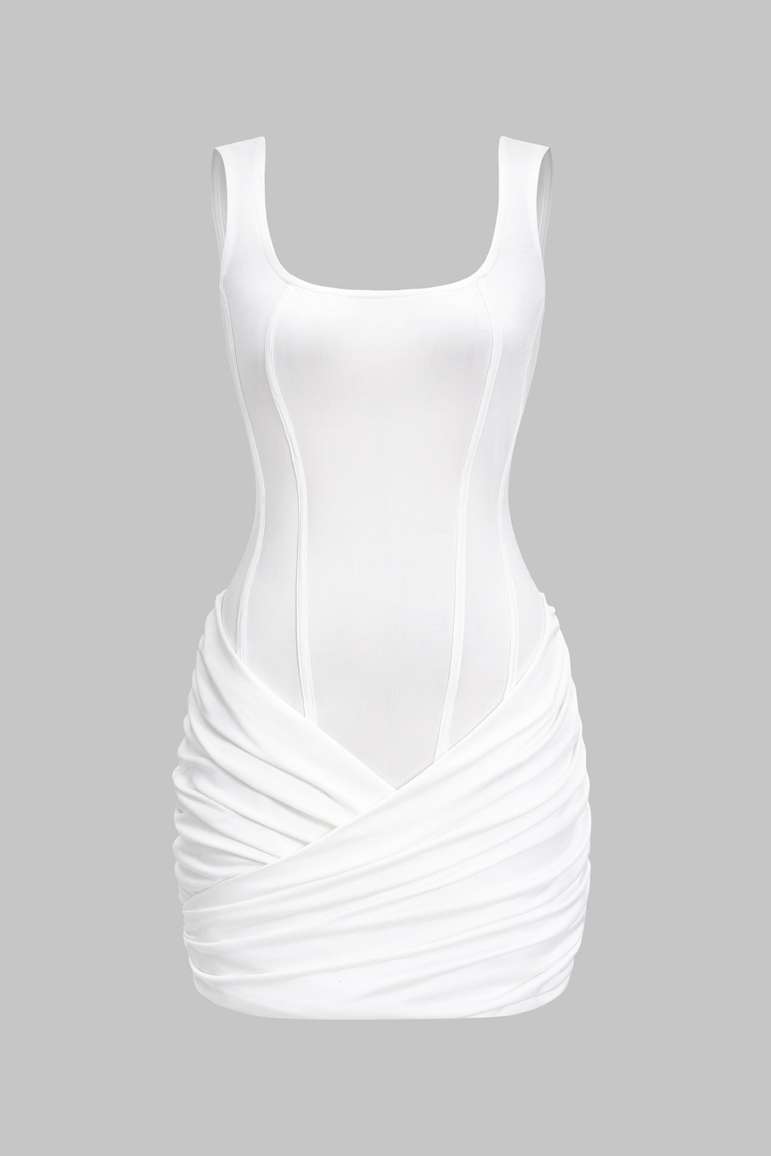 Raffiniertes, asymmetrisches ärmelloses Minikleid