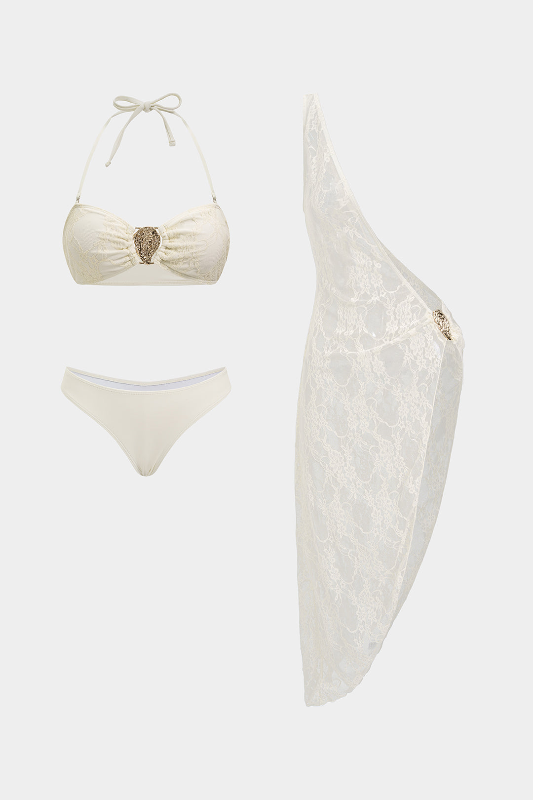 Metallic Neckholder-Bikini-Set zum Binden