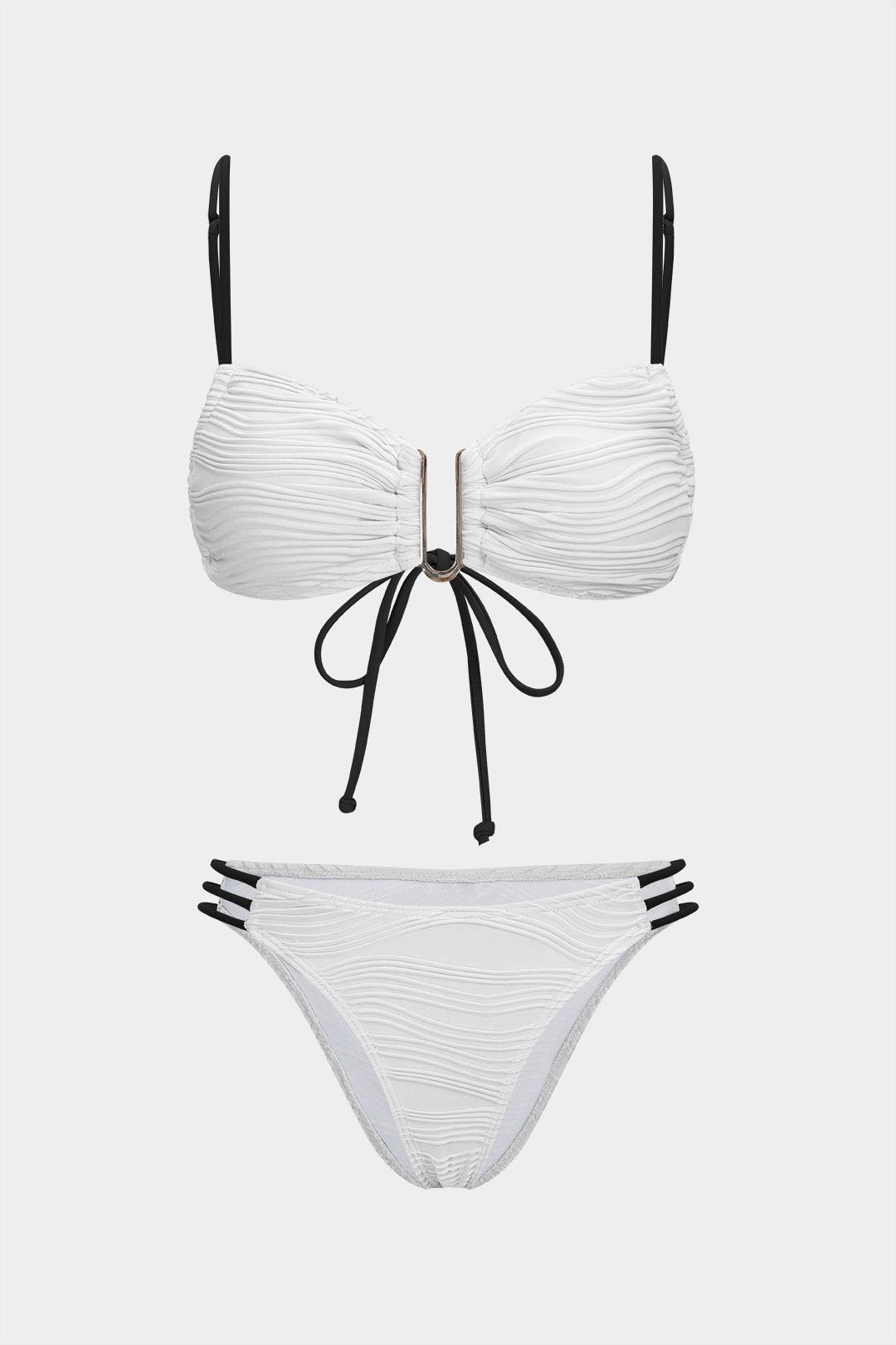 Contrast Tie-Up Bikini Set