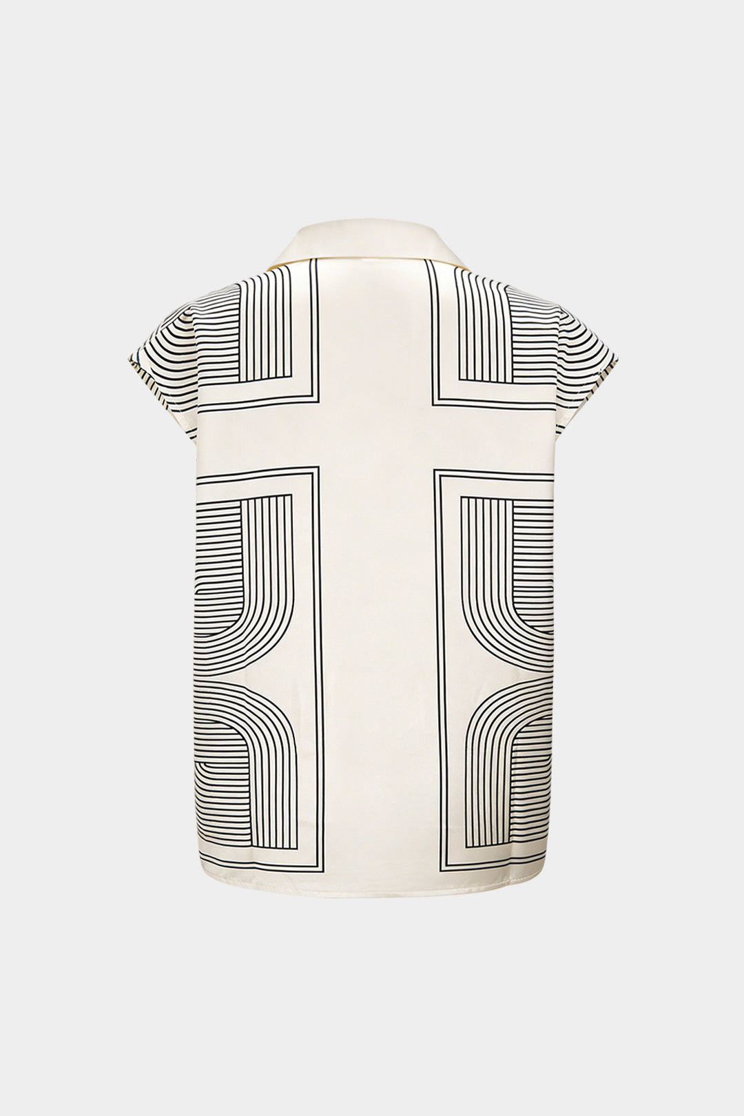 Tanktop aus Satin mit geometrischem Print, Revers und Bindegürtel