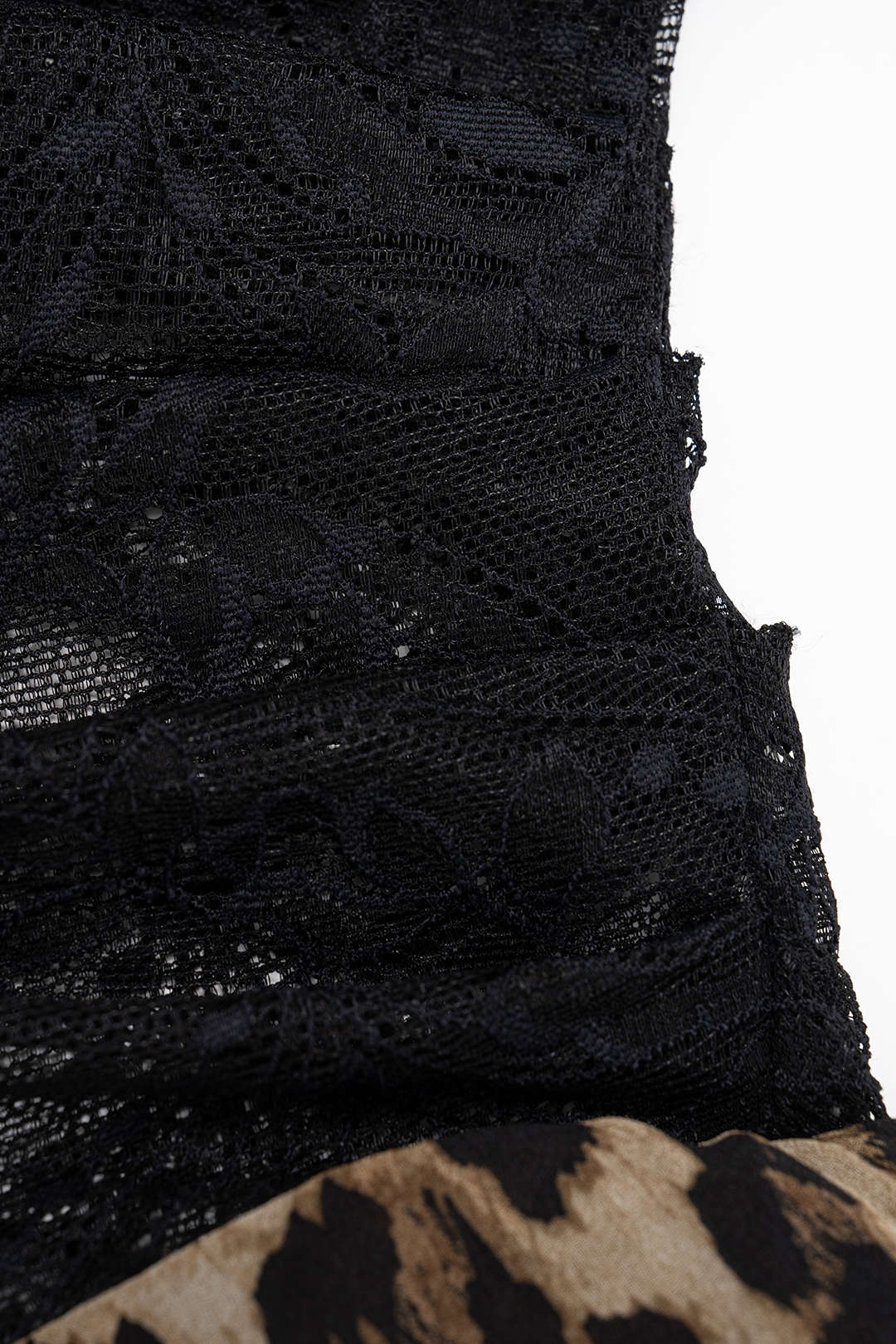 Leopardenmuster Spitze Patchwork Asymmetrischer Saum Ärmelloses Minikleid