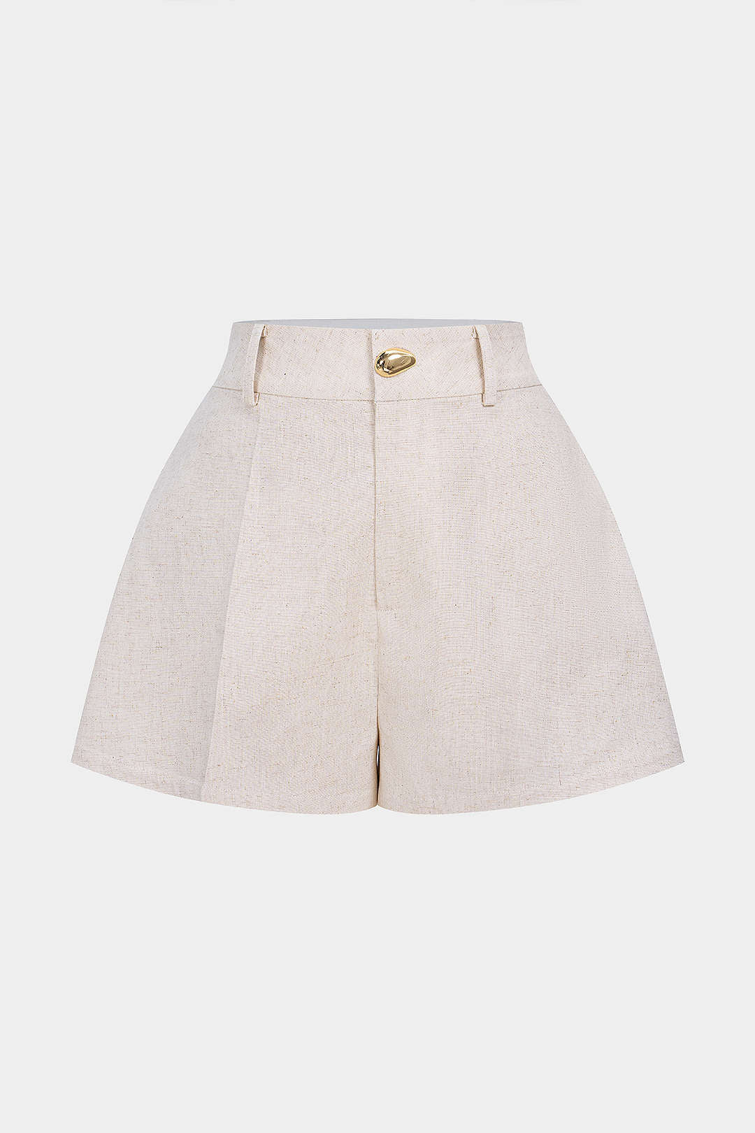 Kurze Leinenhose mit hoher Taille und Knöpfen