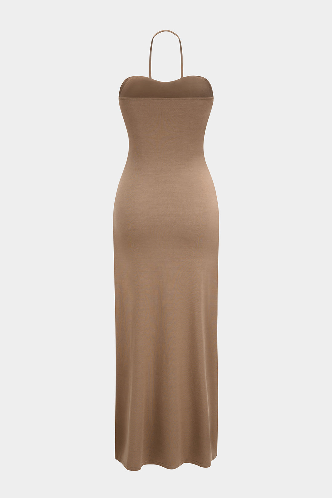Neckholder-Maxikleid, ärmellos, gerafft