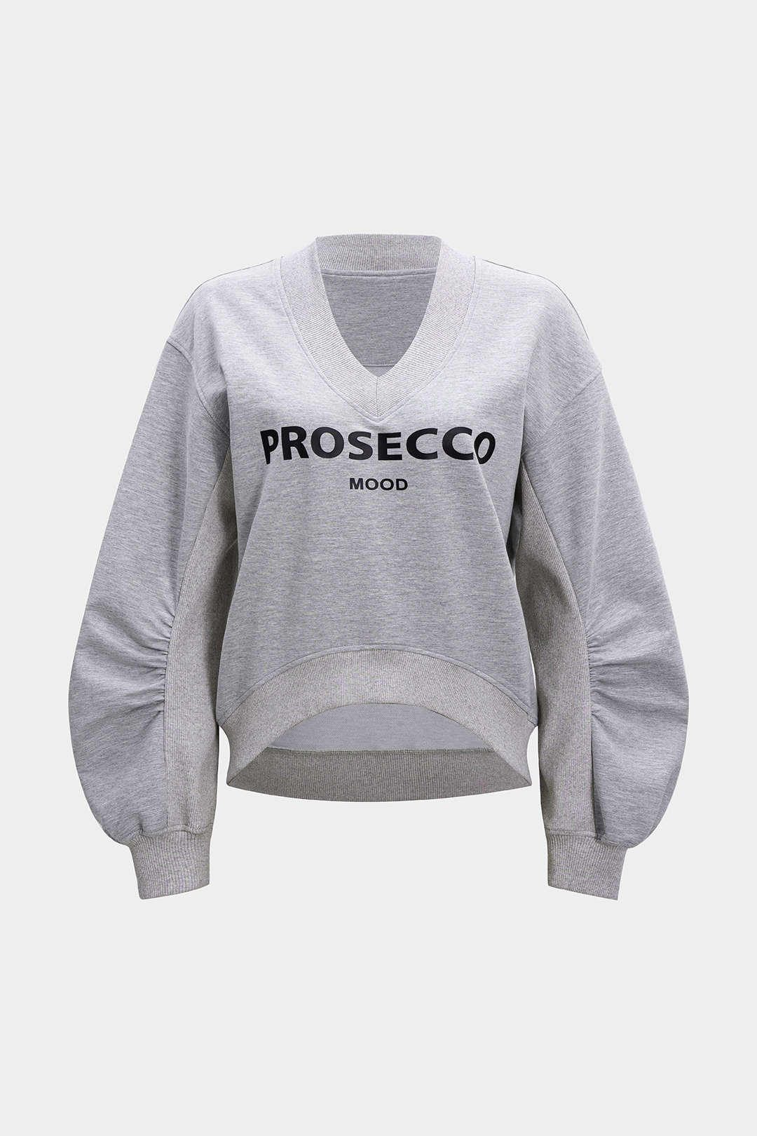 Sweat-shirt à manches longues et col en V avec patchwork et imprimé lettre