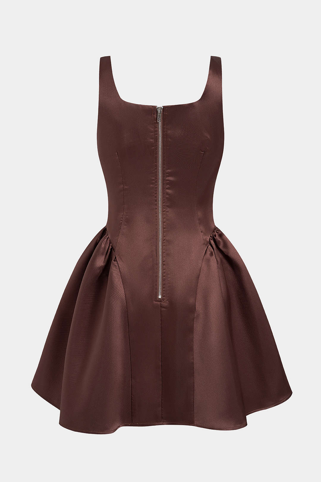 Satin Puff Hem Sleeveless Mini Dress