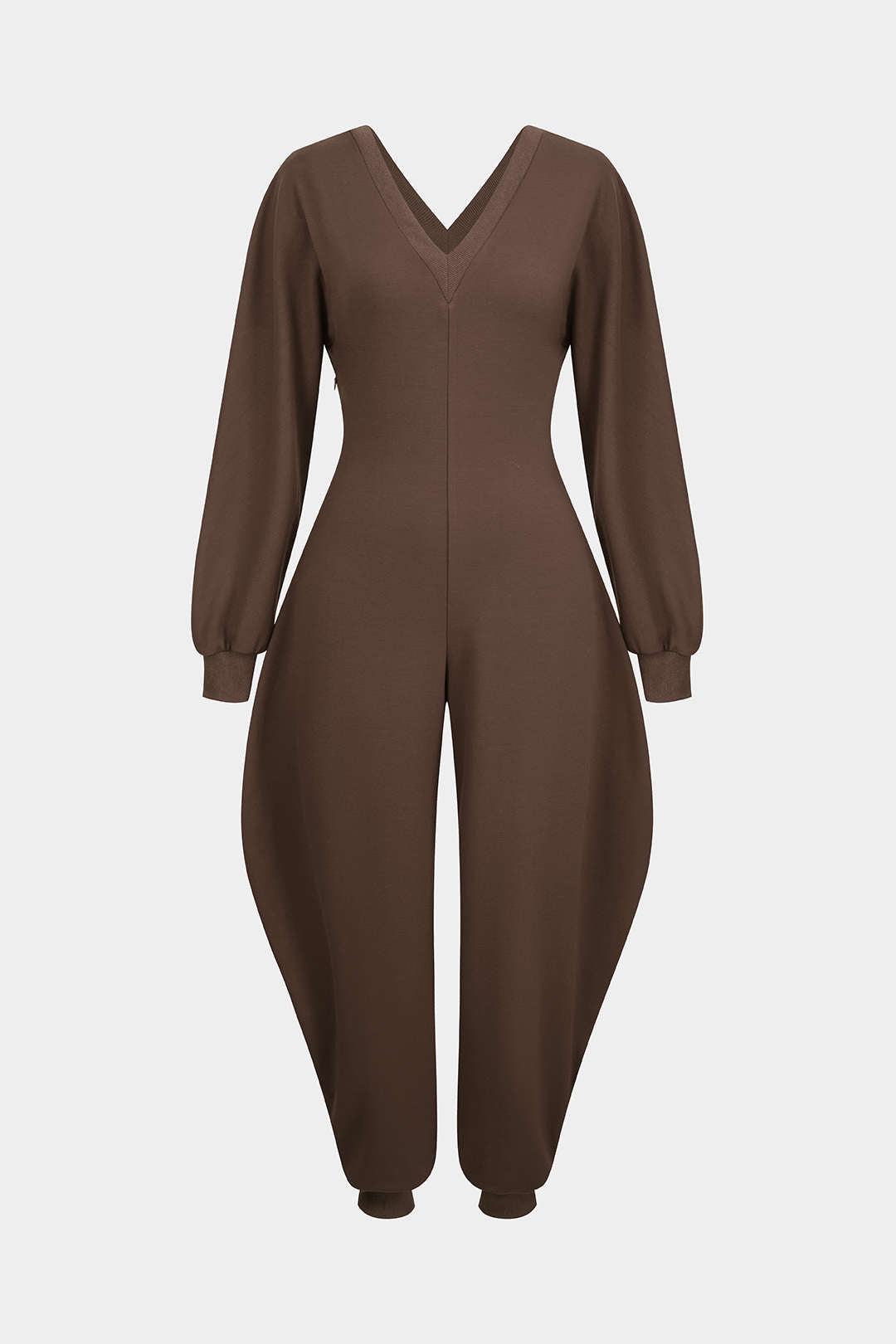 Jumpsuit mit V-Ausschnitt und langen Ärmeln