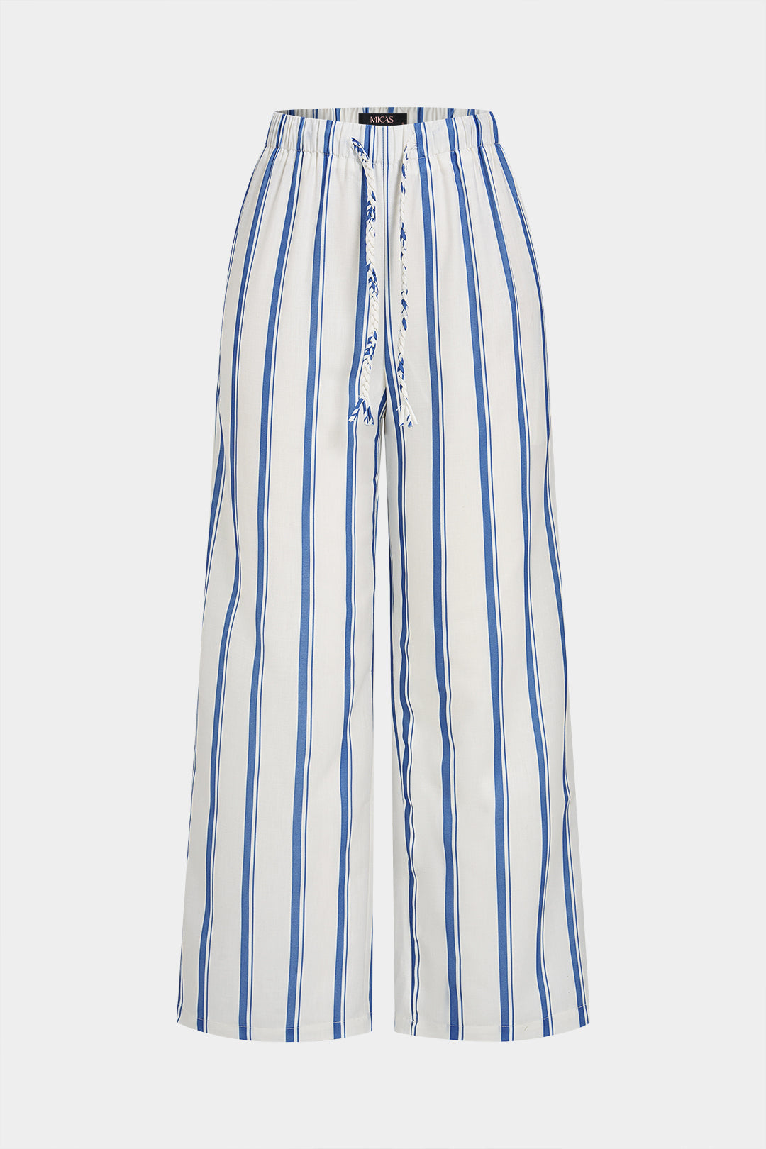 Hose aus Leinen mit Streifen und weitem Bein