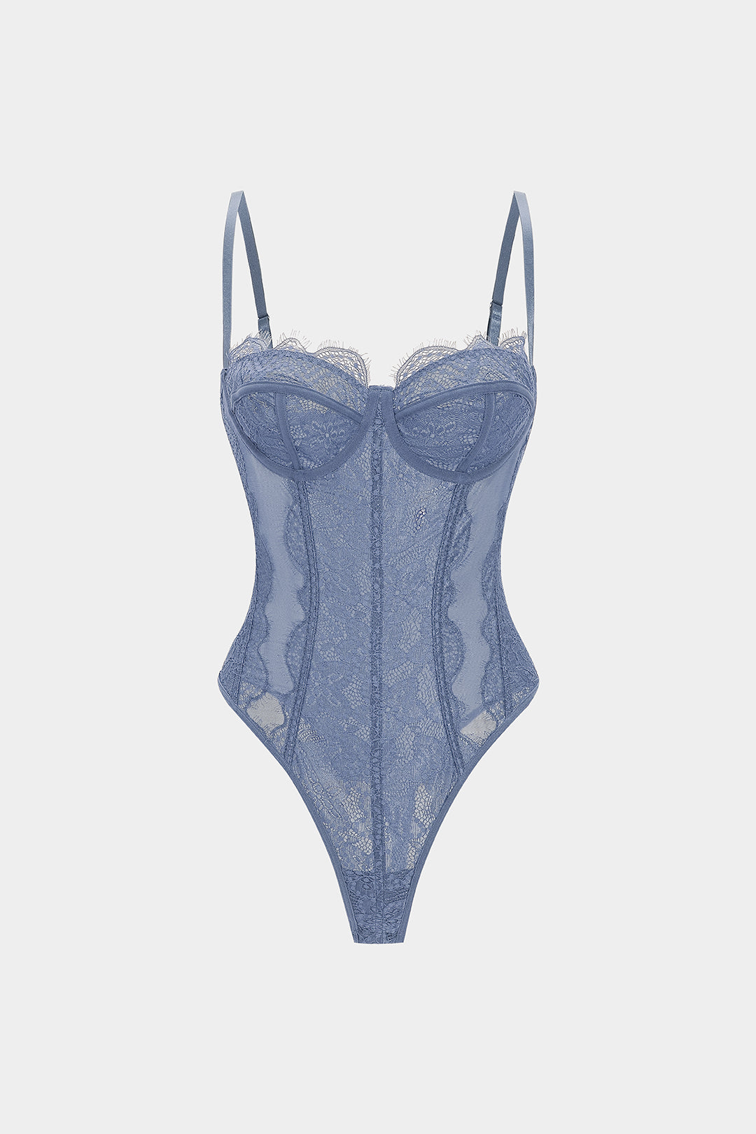 Mesh Sheer Patchwork Bustier Corset Slip Sleeveless Bodysuit