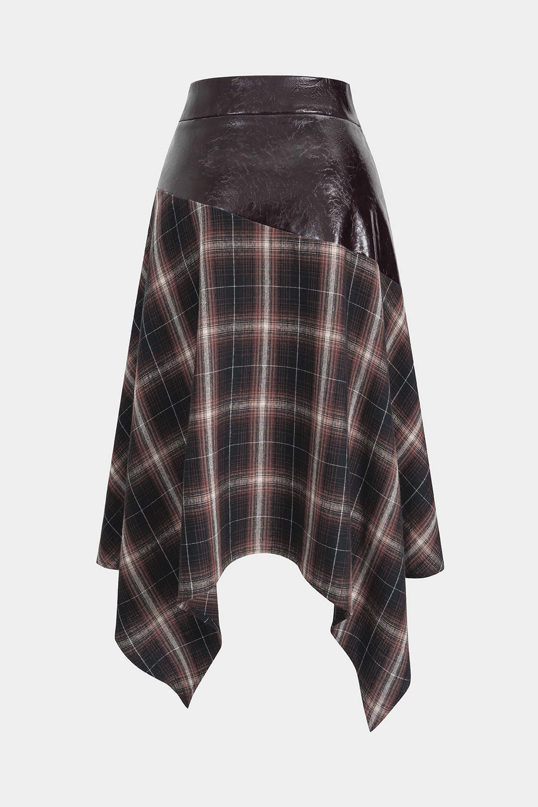 Patchwork Faux Leather Irregular Hem Skirt