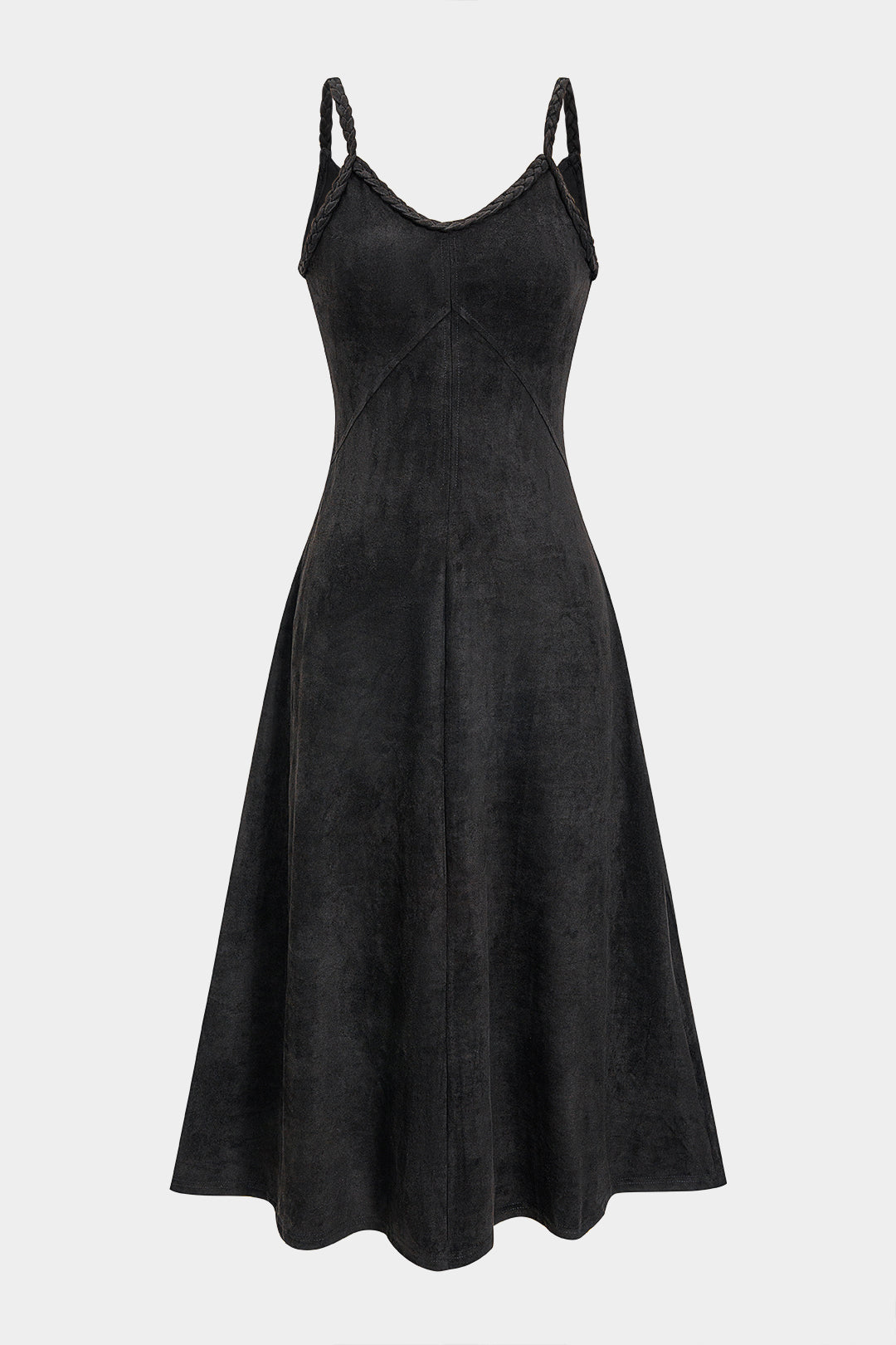 Robe midi sans manches en suède froncée à nœud torsadé