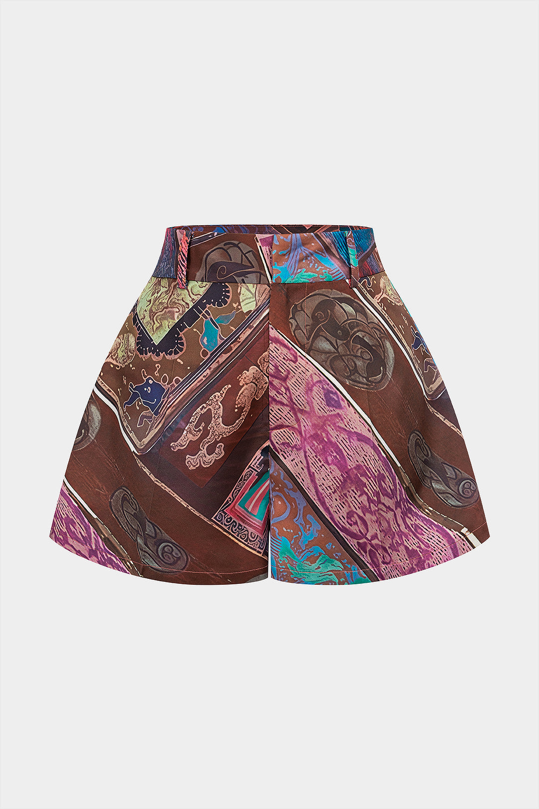 Gemusterte High-Waist-Shorts mit weitem Bein