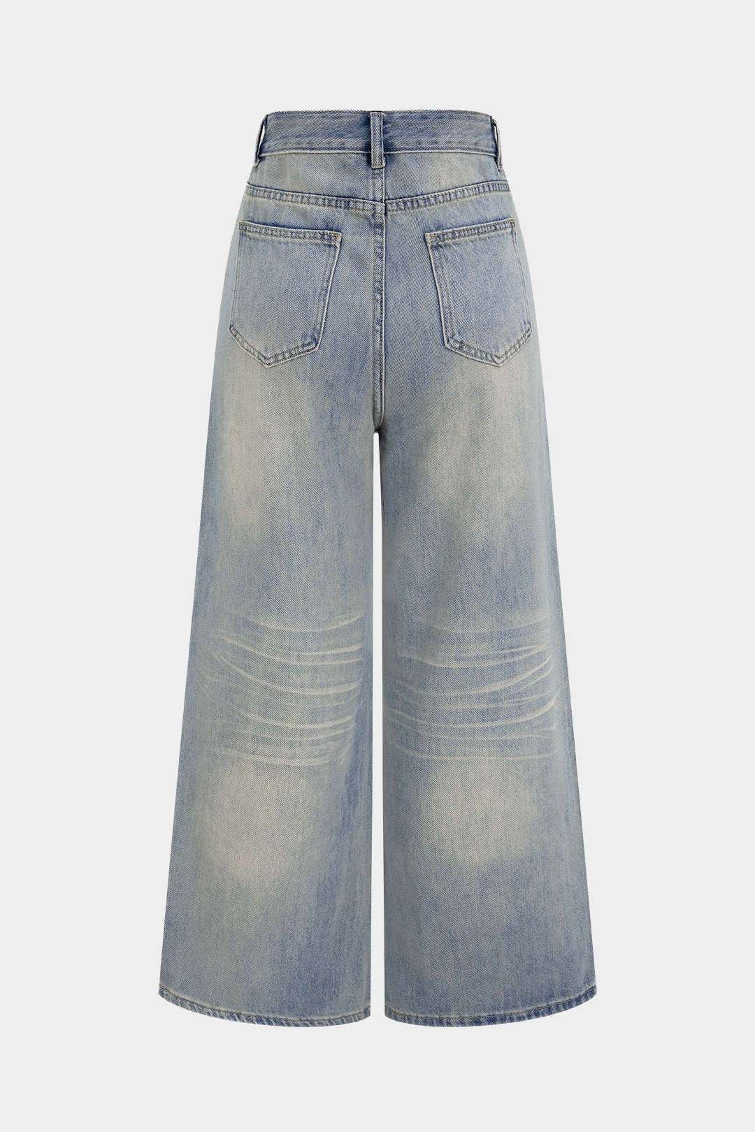 Jeans mit asymmetrischem, ausgefranstem weitem Bein aus Denim