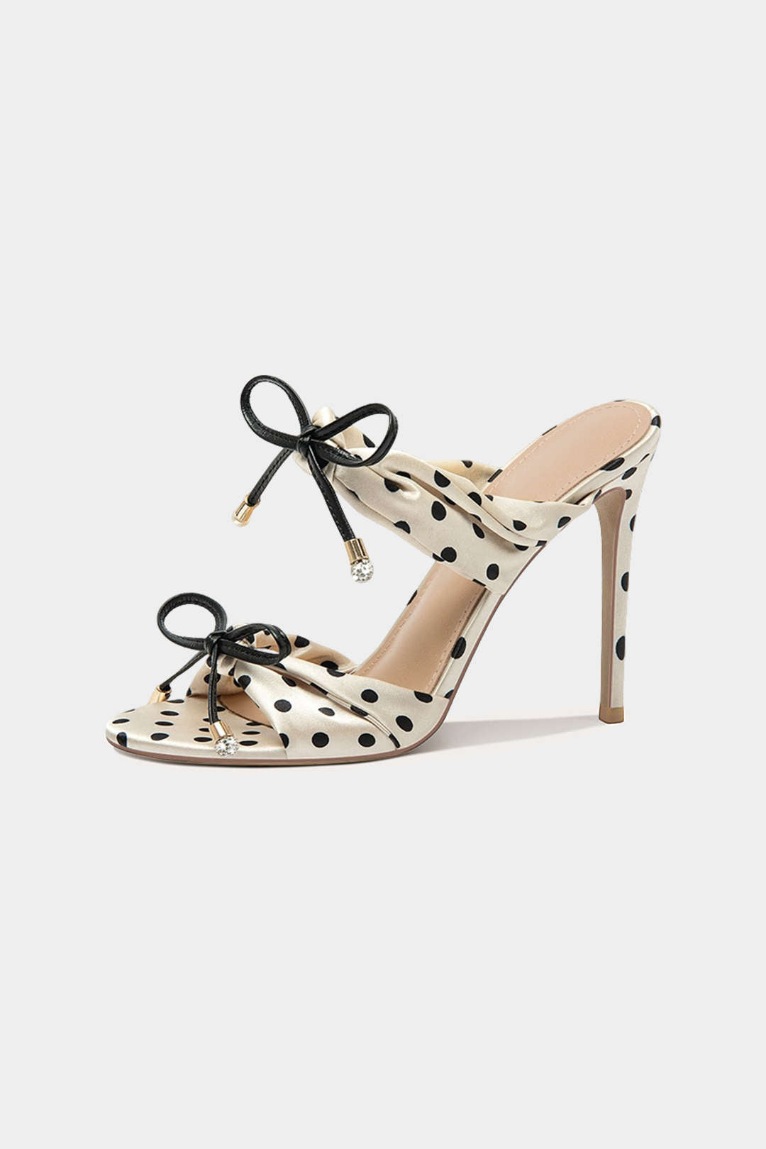 Gepunktete Schleifen-Sandalen mit offener Spitze