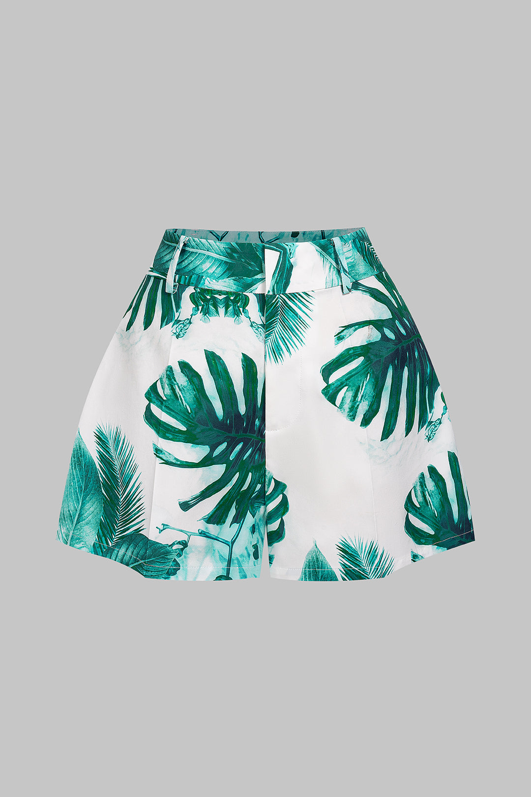 Shorts mit Blättermuster und hoher Taille