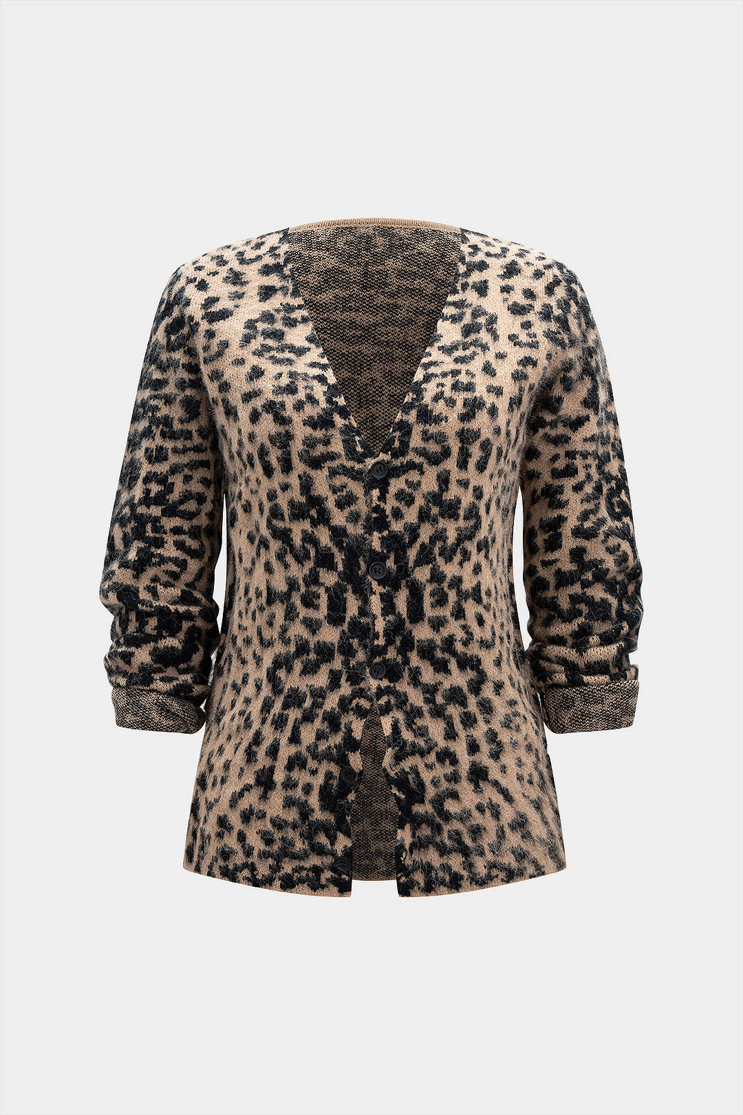 Retro Leopardenmuster V-Ausschnitt Jacke