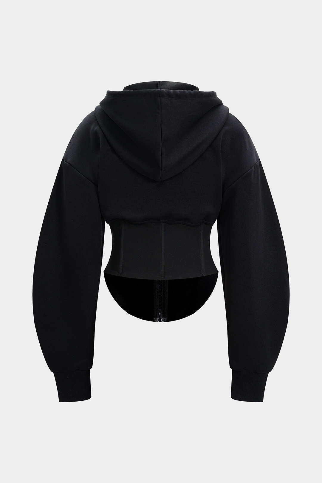 Sweat à capuche corseté à cordon de serrage et fermeture éclair
